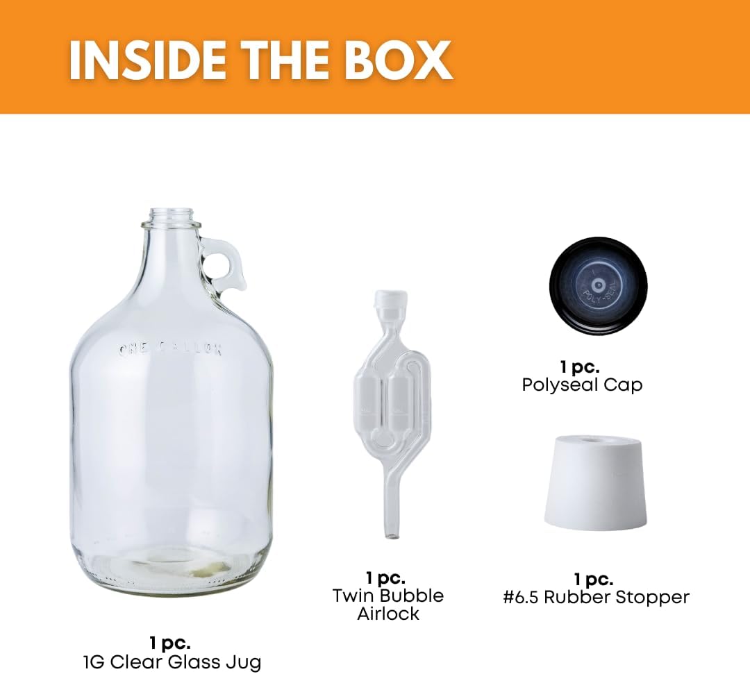 1 Gallon Glass Jug with Rubber - Wine Beer Cider ulasan dan harga