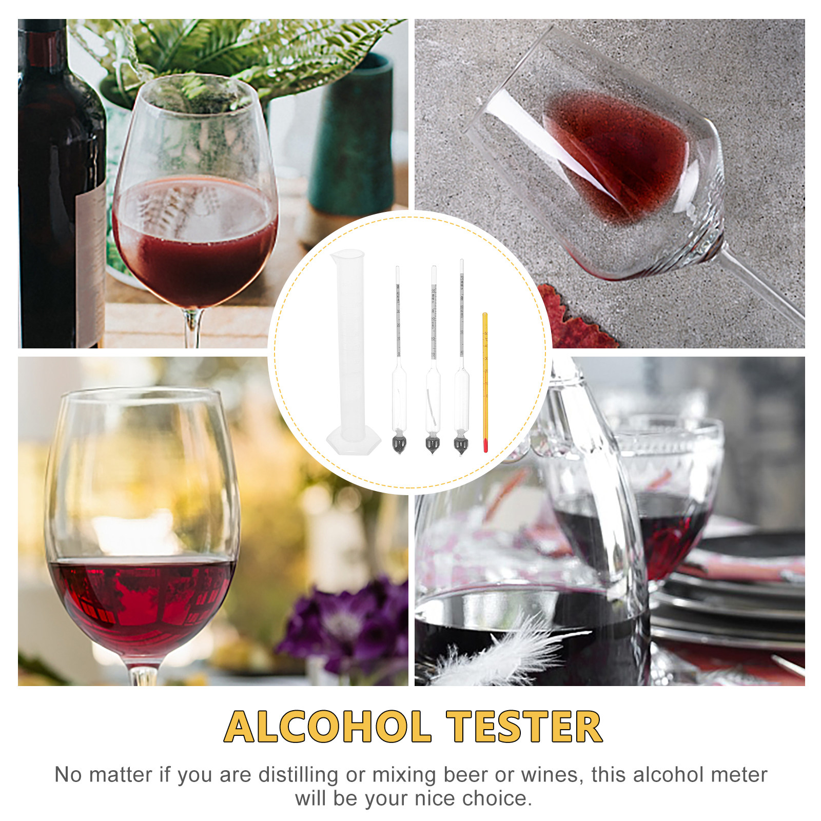 1 Set Alcohol Hydrometer Glass - Wine Beer Alcohol Percentage ulasan dan harga