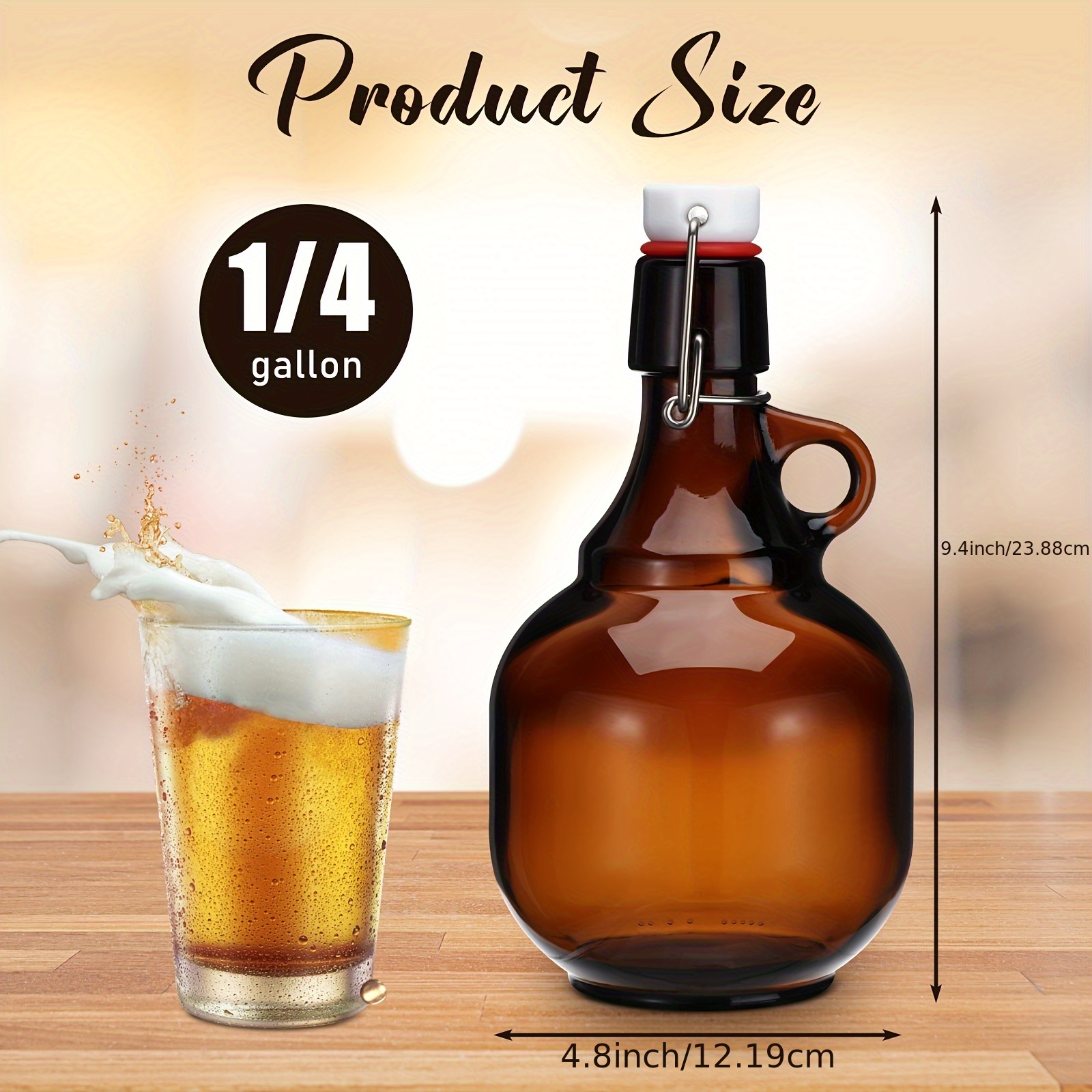 4pcs Amber Glass Growlers for  - Wine Beer Cider ulasan dan harga