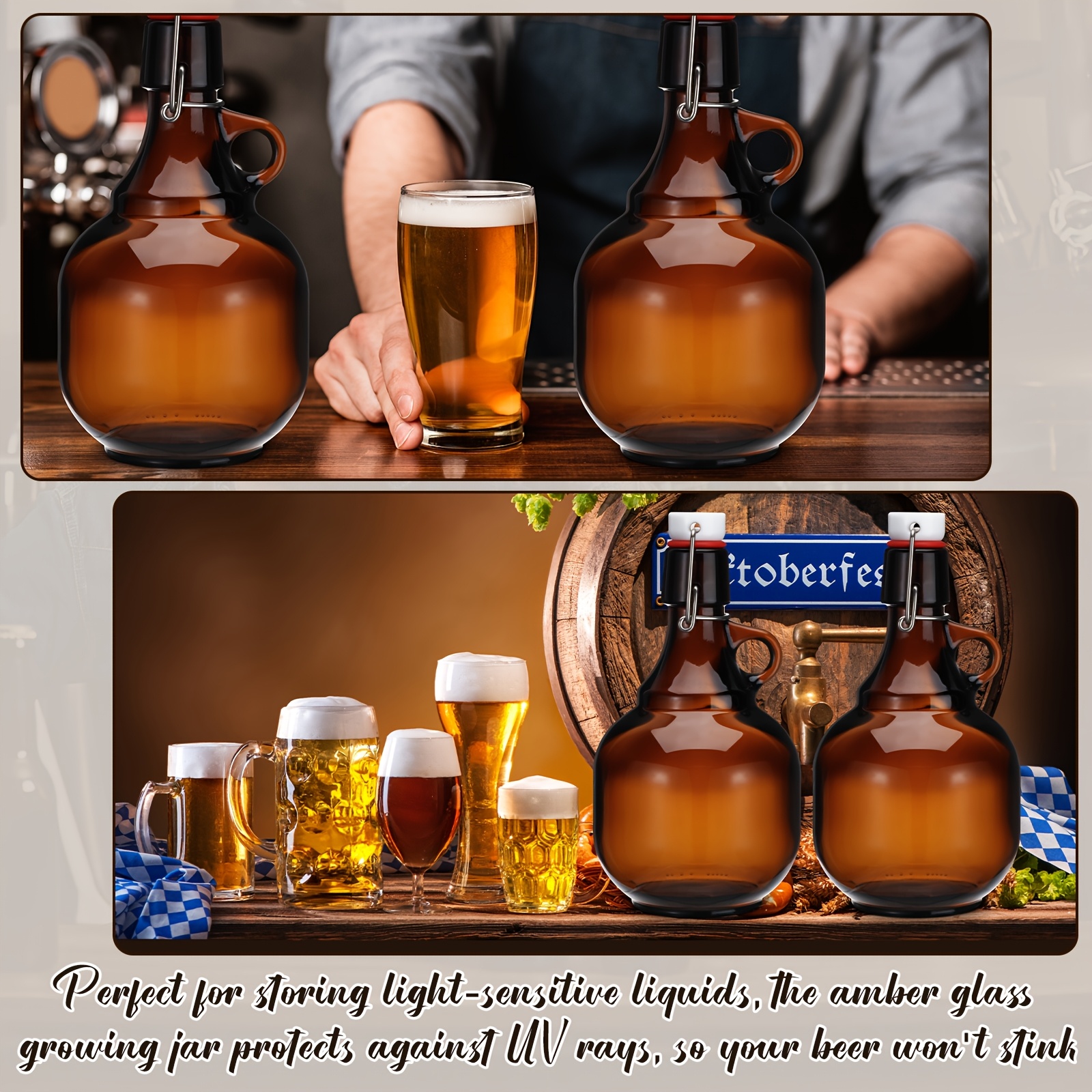 4pcs Amber Glass Growlers for  - Wine Beer Cider ulasan dan harga