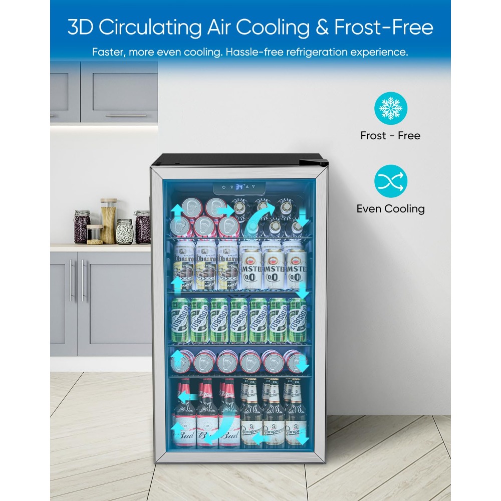 3.2 Cu.Ft Mini Fridge with Gla - Wine Beer Mini Fridge ulasan dan harga