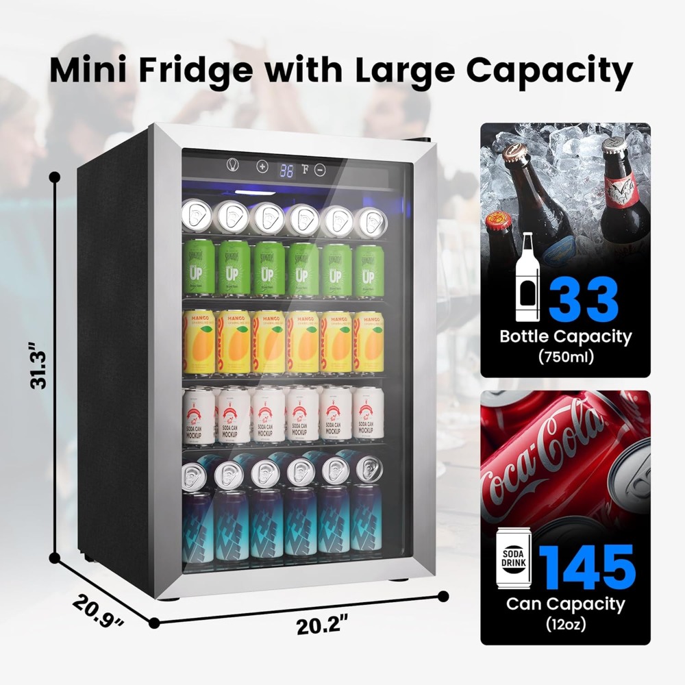 145 Can Mini Fridge Glass Door - Wine Beer Mini Fridge ulasan dan harga